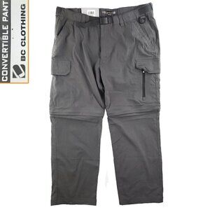 BC Clothing Convertible Hiking Pants Belted Stretch Gray "XXLx30" (38x29) NWT